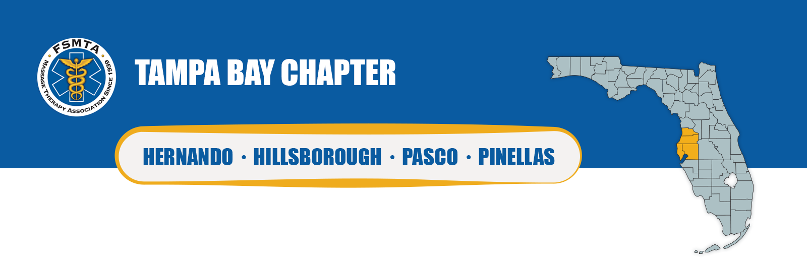 FSMTA Tampa Bay Chapter header graphic showing a Florida map highlighting Hernando, Hillsborough, Pasco, and Pinellas counties, with the FSMTA logo